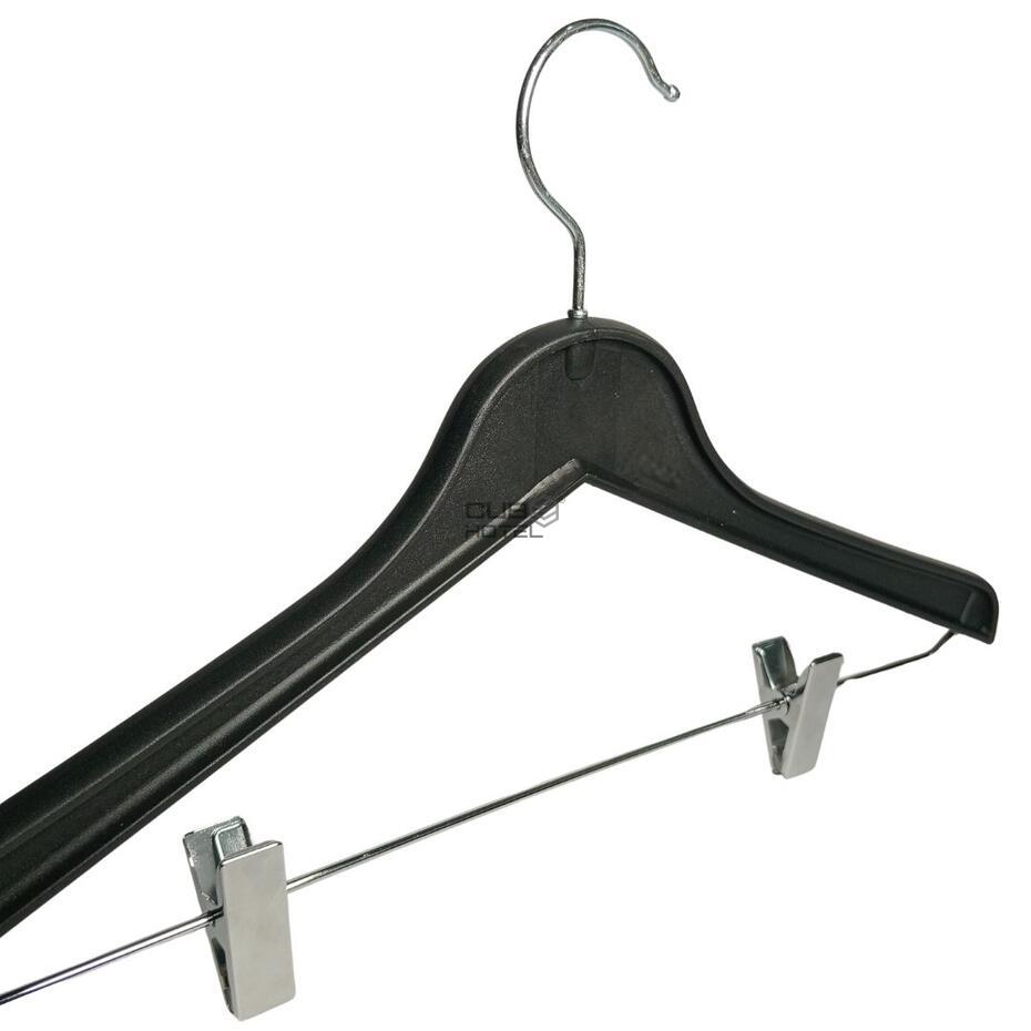 100 Black Plastic Hangers with Clips